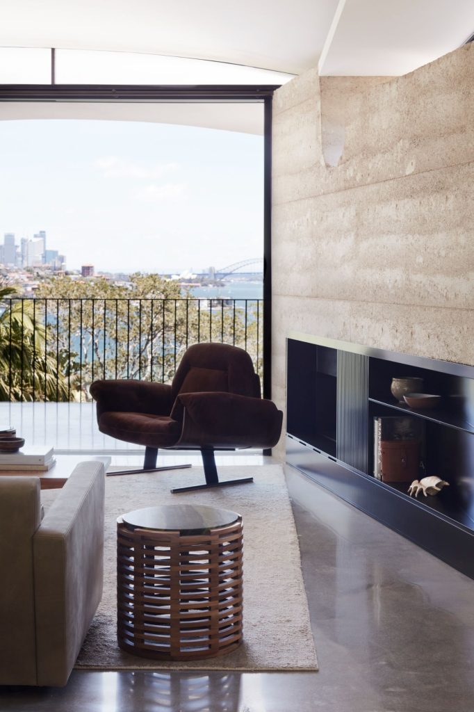 Modern coastal architecture & interior design of Casa Figueira, a luxury home with rammed earth walls & bespoke, crafted details in Sydney